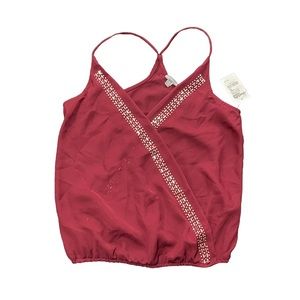 Maroon V-Neck Bling Summer Top